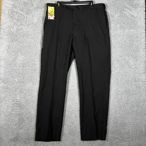 Haggar Dress Pants Mens 38x32 Black Classic Fit Permanent Office Business Formal